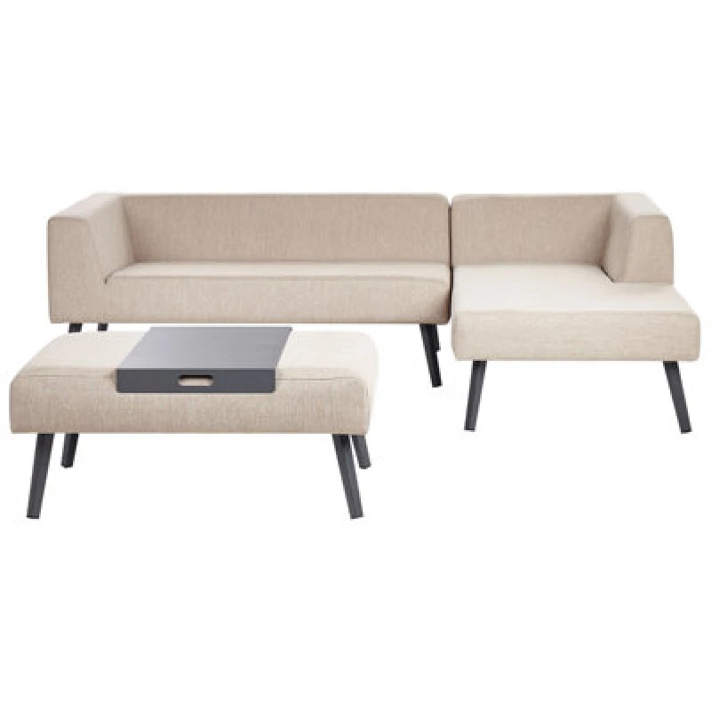 Image of Beliani Garden Corner Sofa With Table 4 Seater Sorrivoli Left Hand Beige