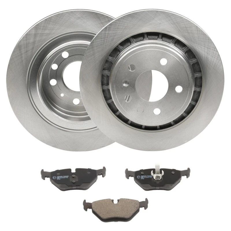 Image of RIDEX 3405B2202 Brake disc and pads set Rear Axle, Brake Disc Type: internally vented, excl. wear warning contact Brake Set,disc brakes (3405)