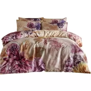 Image of Paoletti Saffa Floral Duvet Cover Set (Double) (Multicoloured) - Multicoloured