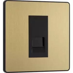 Image of BG Evolve Brushed (Black Ins) Single Secondary Telephone Socket in Brass Steel