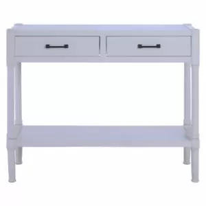 Image of Interiors By Ph Console Table 2 Drawers Pearl White Finish