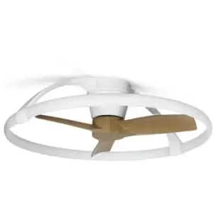 Image of Ceiling lamp fan Nepal White wood 1 bulb 21cm