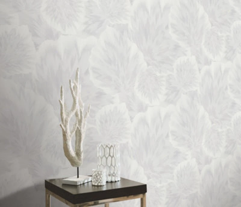 Image of Erismann Wallpaper Erismann Bliss Luxurious Leaf Textured White Vinyl Wallpaper White