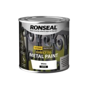 Image of Ronseal Direct to Metal Paint White Satin 250ml