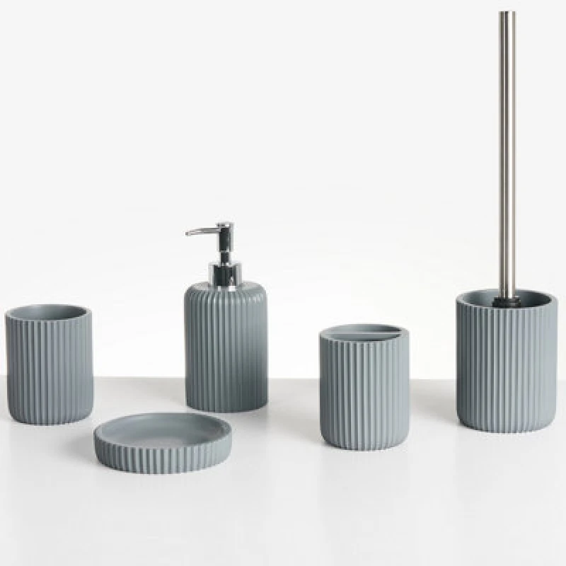 Image of Beliani 5 Piece Bathroom Accessories Set Camana Light Grey
