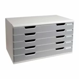 Image of Exacompta Modulo A3 Office, 5 Drawers, Light Grey/Stone Grey, Pack of 1