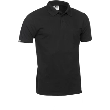 image of Jcb Workwear - Black Polo Shirt Trade 3 Button Top Left Chest Pocket Medium D+AR