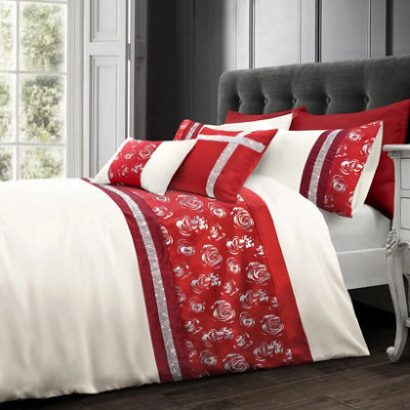 Image of Intimates Red Geneva Duvet Cover And Pillowcase Set Super King