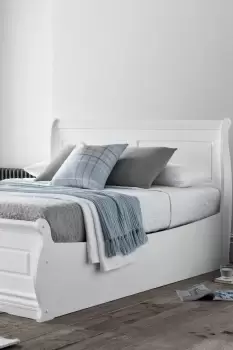 Image of Marseille White Wooden Ottoman Storage Bed Frame