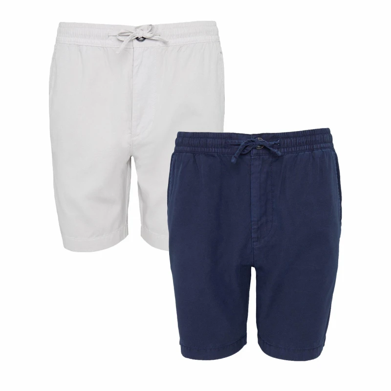 Image of Threadbare 2 Pack 'Frankland' Cotton Lyocell Jogger Style Shorts Navy