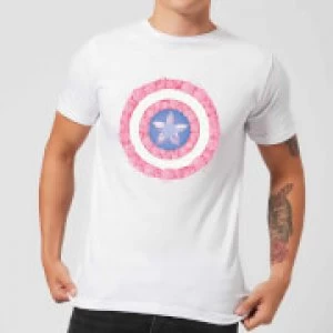 Image of Marvel Captain America Flower Shield Mens T-Shirt - White - 3XL