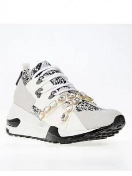 Image of Steve Madden Credit Trainer - Print, Silver, Size 8, Women