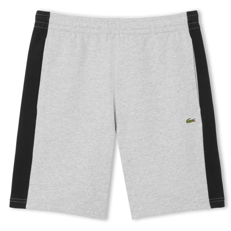 Image of Lacoste Cotton Fleece Colour Block Shorts Grey male XS