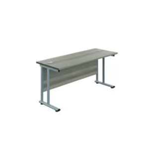 image of Jemini Rectangular Cantilever Desk 1200x600x730mm Grey Oak/Silver KF806219