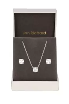 image of Rhodium Plated Cubic Zirconia Open Stone Set - Gift Boxed