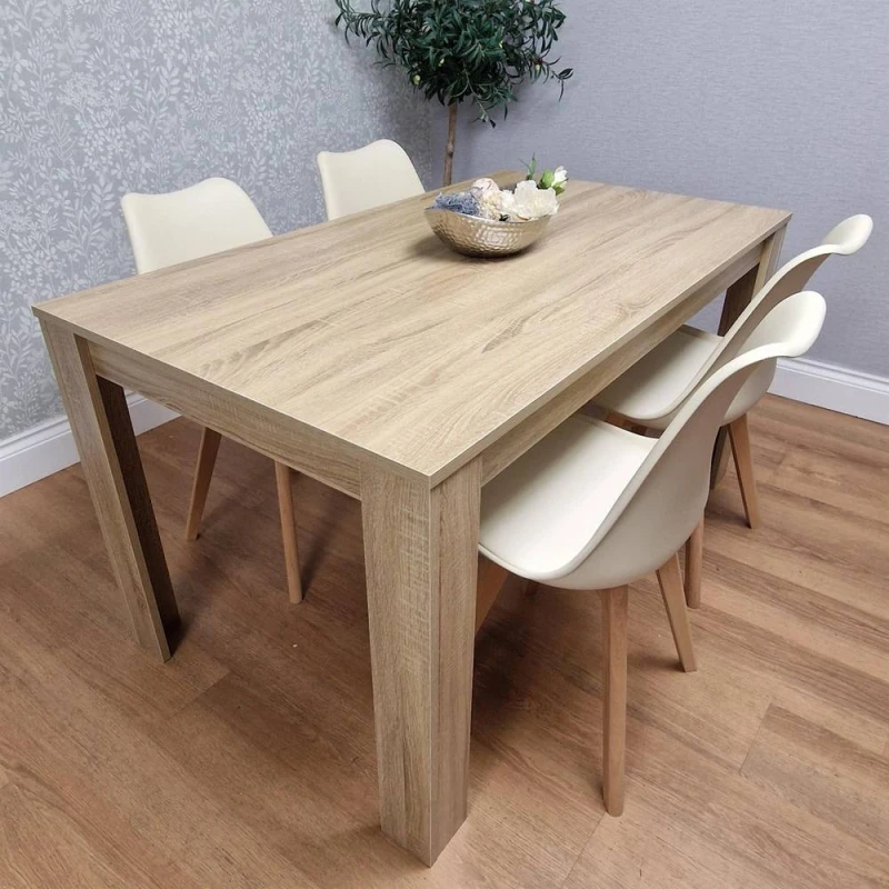 Image of KOSY KOALA Dining Table And 4 Cream Tulip Chairs Kitchen Wood Oak Effect Table Kitchen Dining Set Multi