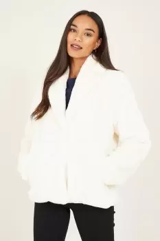 Image of Ivory Short Wrap Faux Fur Coat