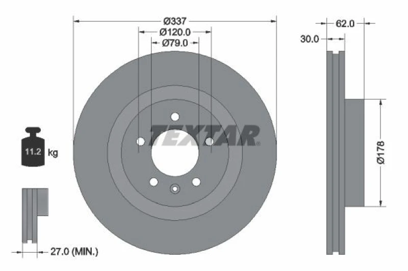 Image of Brake disc TEXTAR 92134603