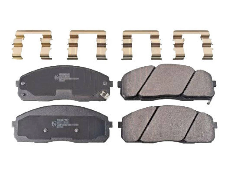 Image of Blue PRINT ADG042142 Brake pad set Front Axle, with acoustic wear warning, with sliding plate, with anti-squeak plate Brake Pad Set,disc brake (402)