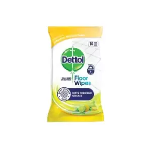 image of Dettol Biodegradable Citrus Floor Wipes 10 Wipe Pack (Pack of 14) 3213958