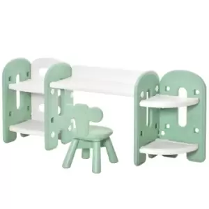 image of HOMCOM Kids Adjustable Table and Chair Set Green And White For 1 To 4 Years