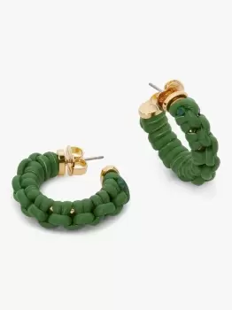 image of Kate Spade Bohemia Small Hoops, Green/Gold, One Size