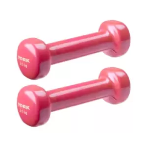 image of York Vinyl Dipped Dumbbells 2 x 0.5kg - Pink