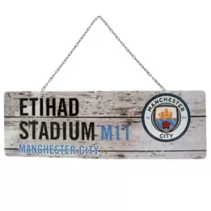 image of Manchester City FC Rustic Street Sign (One Size) (Multicoloured)