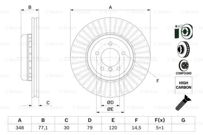 Image of Brake disc Bosch 0 986 479 E14