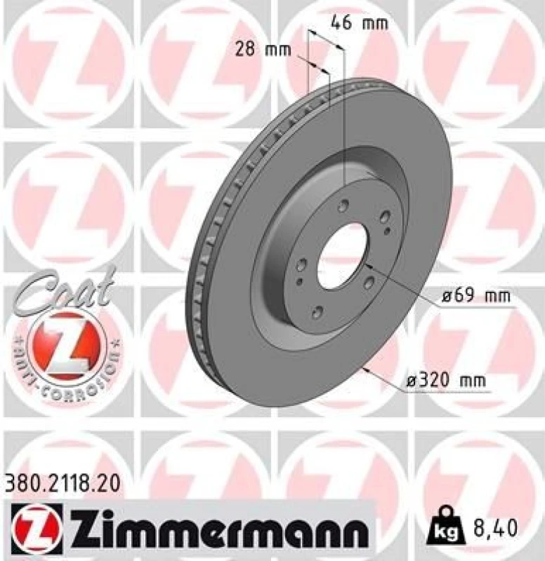 Image of ZIMMERMANN Brake disc ZIMMERMANN 380.2118.20