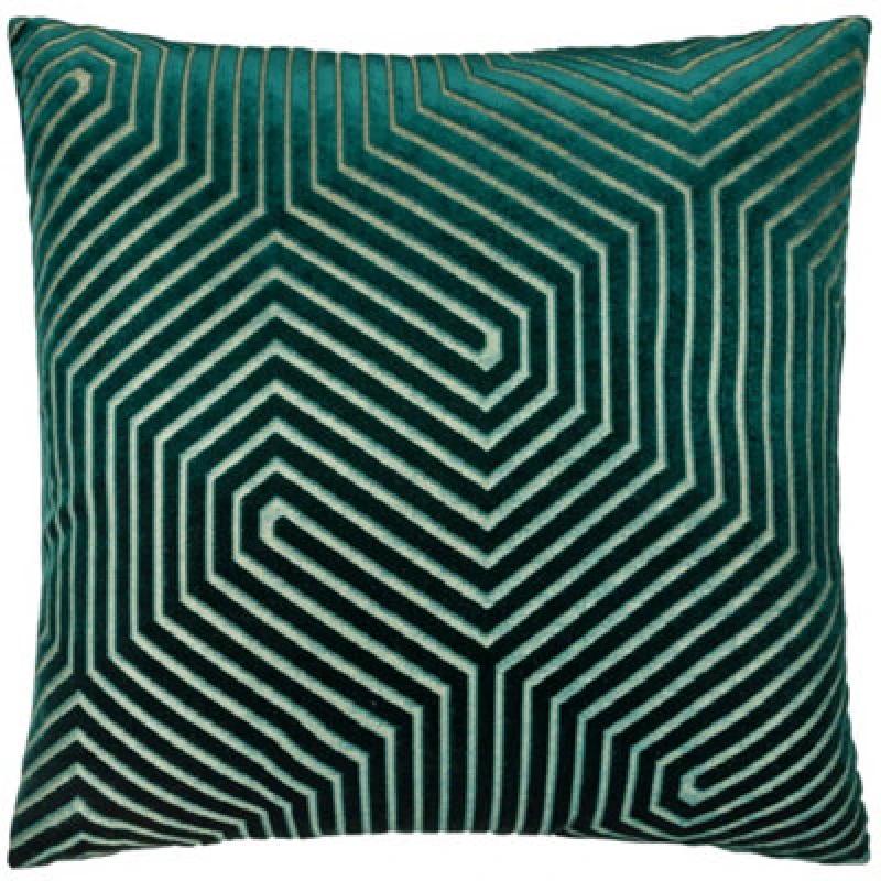 Image of Paoletti Paoletti Evoke Cut Velvet Cushion in Emerald Size: 55cm x 55cm Emerald 55cm x 55cm Unisex 5025532354426