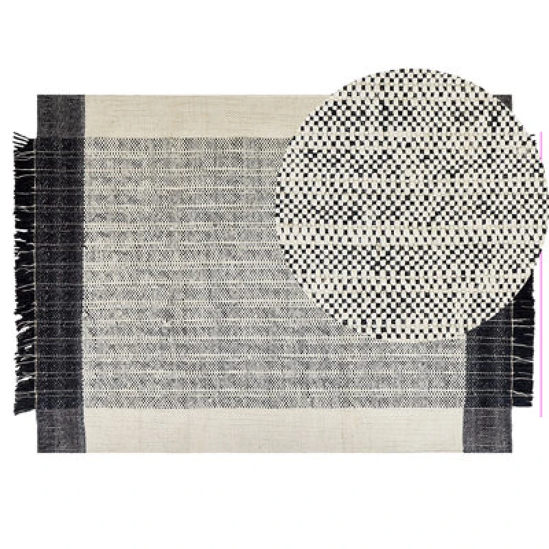 Image of Beliani Rug Ketenli White 140 X 200 Cm Wool