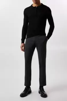 Image of Mens Slim Fit Charcoal Check Smart Trousers