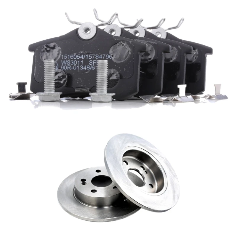 Image of RIDEX 3405B2423 Brake disc and pads set Rear Axle, Brake Disc Type: Solid, not prepared for wear warning indicator Brake Set,disc brakes (3405)