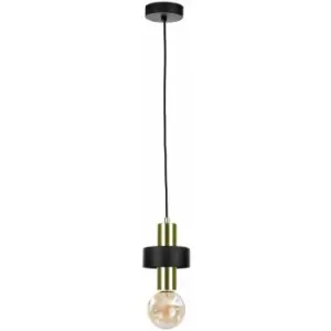 image of Keter Lighting - Keter Unica Slim Pendant Ceiling Light Black, Gold, 12cm, 1x E27