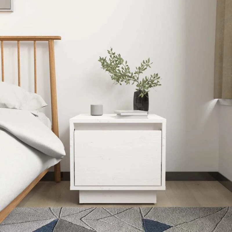 Image of VIDAXL Bedside Cabinet White 35x34x32cm Solid Wood Pine Vidaxl 8720286842232