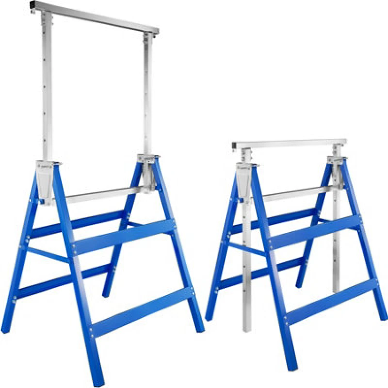 Image of Tectake Scaffold Trestle Set Of 2 - A Frame, Foldable, 7-Step Height Adjustable - Blue