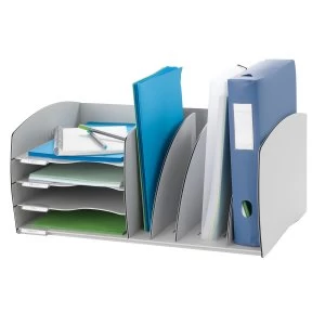 image of Fast Paper 4 Compartment Desktop Organiser - Grey