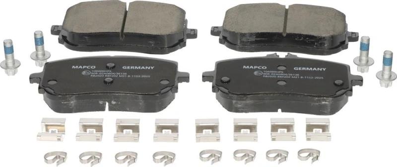 Image of MAPCO 106009HPS Brake pad set Front Axle, excl. wear warning contact, with accessories, with brake caliper screws Brake Pad Set,disc brake (402)