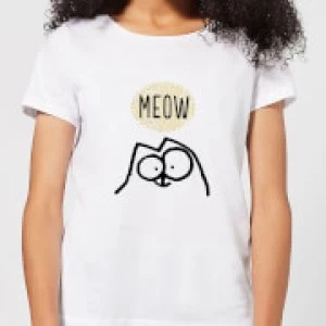 Image of Simons Cat Meow Womens T-Shirt - White - 3XL