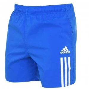 image of adidas Mens 3-Stripes Badge Swim Shorts - Blue/White