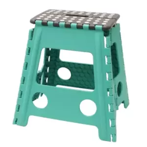 JVL Large Folding Step Stool Turquoise/Grey