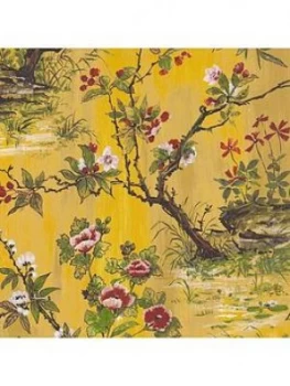 image of Woodchip & Magnolia Rivington Yellow Wallpaper