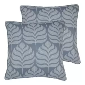 image of Paoletti Horto Twin Pack Polyester Filled Cushions Blue