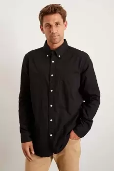 image of Mens Black Long Sleeve M Oxford Shirt