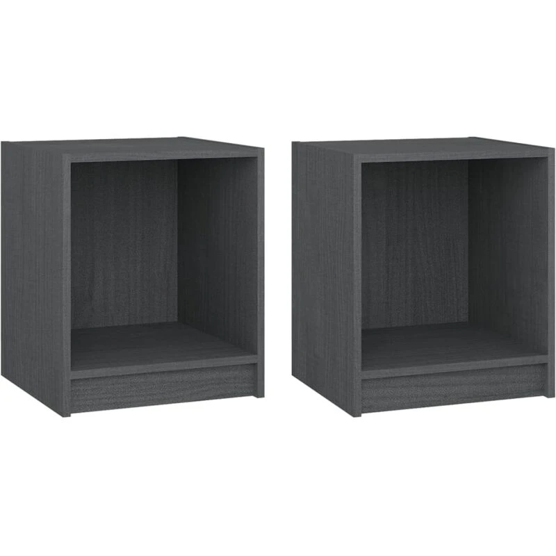 Image of VIDAXL Bedside Cabinets 2 pcs Grey 35.5x33.5x41.5cm Solid Pinewood Vidaxl 8720286772539