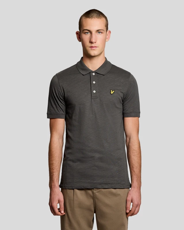 Image of Lyle & Scott Mens Fine Cotton Slub Polo Shirt in Grey