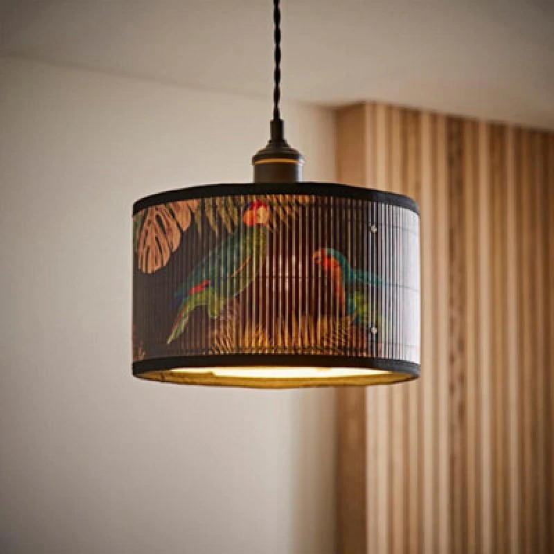 Image of ValueLights ValueLights Daintree Bamboo Dark Jungle Drum Easy Fit Ceiling Light Lamp Shade in Natural Size: Small Natural Small Unisex 5016529273493