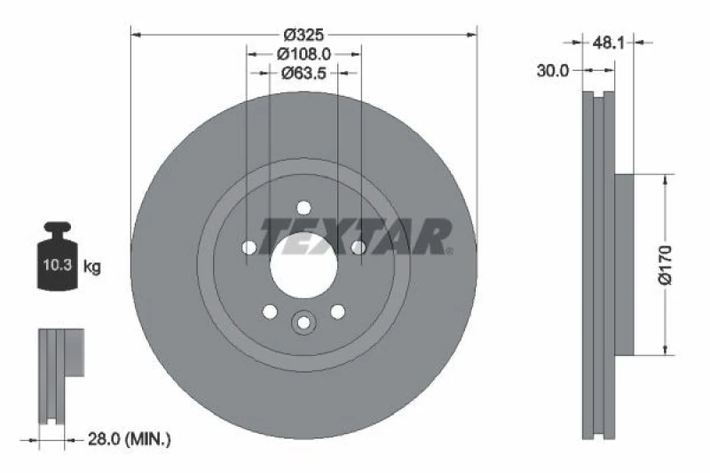 Image of Brake disc TEXTAR 92300505
