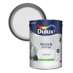 Image of Dulux Walls & Ceilings White Mist Silk Emulsion Paint 5L